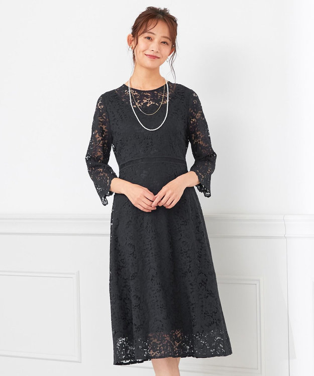 ANY SIS 【洗える】総レース ワンピース ネイビー