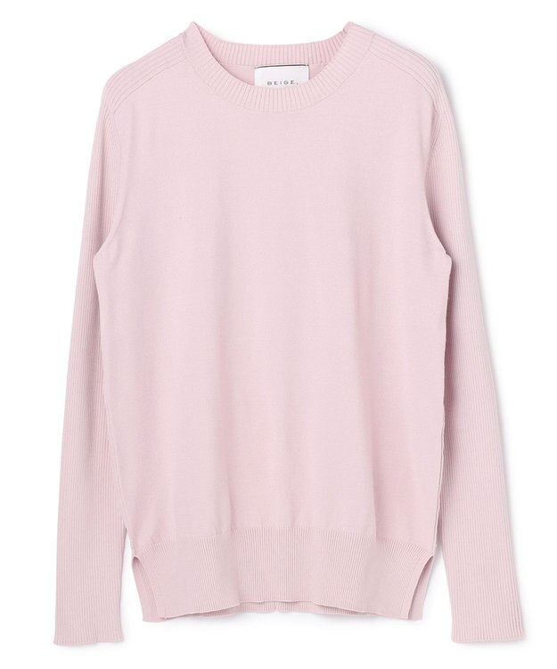 BEIGE， 【WEB限定・洗える】WILLOW / ストレッチクルーネックリブニット Lilac