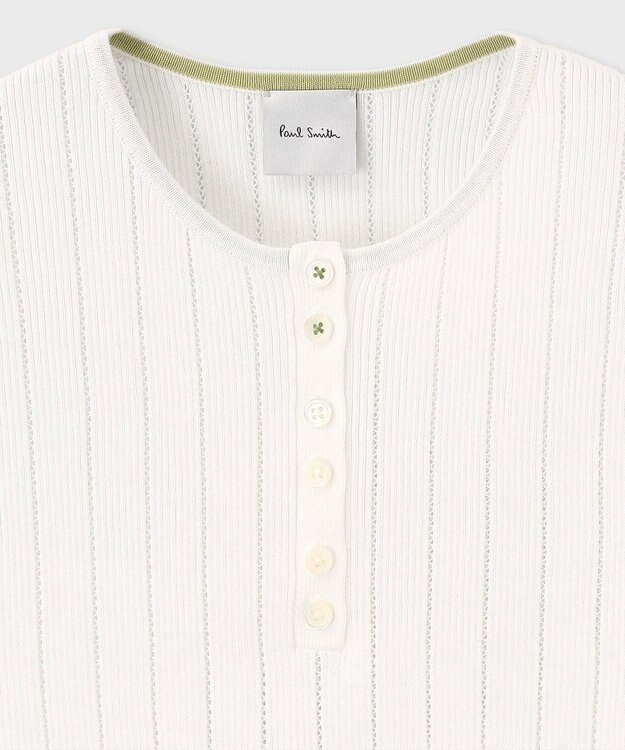 Paul Smith 【洗える】リブアイレット 半袖ニット オフホワイト