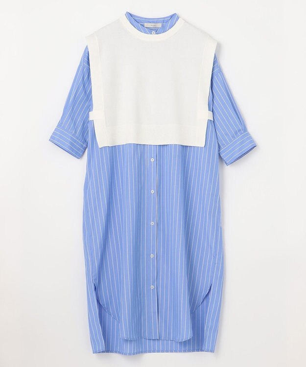 ANY 【洗濯機可・セットアイテム】短丈ベスト×シャツワンピースセット オフ