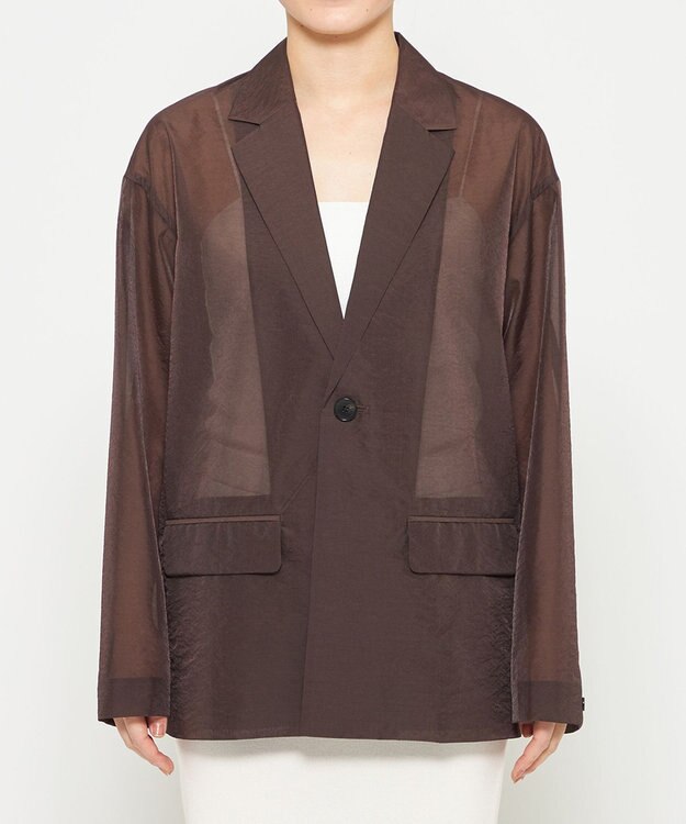 uncrave 【久慈暁子さん着用】シアー オーガンジー シャツ ジャケット ブラウン（佐藤晴美さん着用）