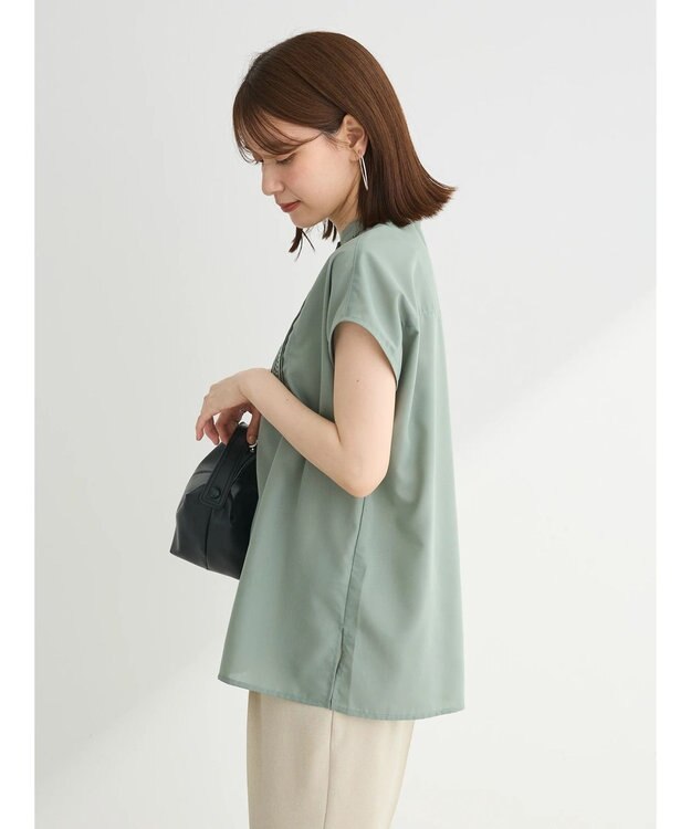 Green Parks ・ＥＬＥＮＣＡＲＥ　ＤＵＥ　ピンタックフレンチブラウス Khaki