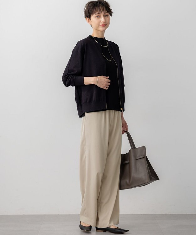 23区 【洗える】オータムシャイニー ニット ブルゾン ブラック系