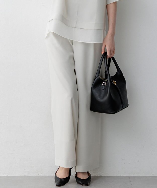 23区 【WEB&一部店舗限定】ストレッチジョーゼット ワイドパンツ ベージュ系