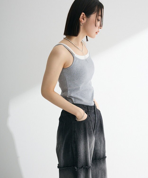 Green Parks ・Ｐｅｔｉｔ　Ｆｌｅｕｒ　レイヤードキャミ（カップ付 Gray Mixture