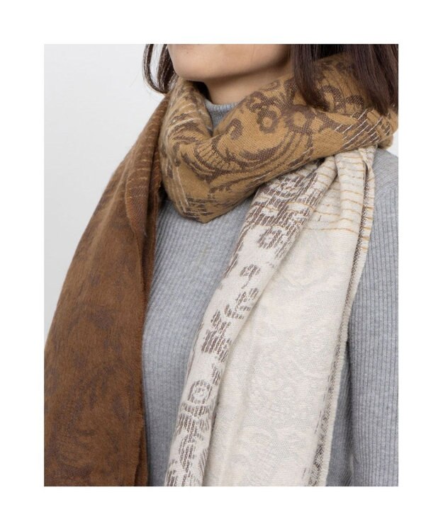 UNBILLION カシュネ cache nez / グラデーションジャカードストール ブラウン