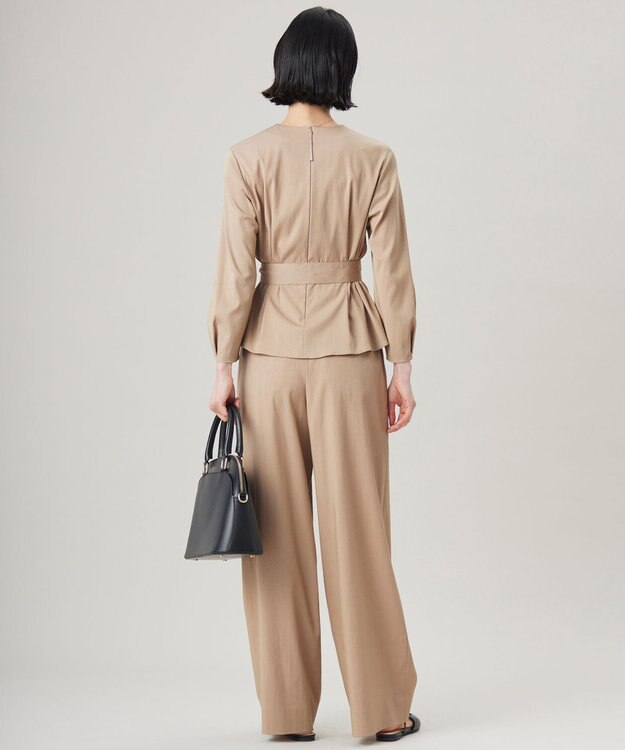 自由区 S 【セットアップ対応・洗える】ドレープツイルプルオーバー ブラウス ベージュ