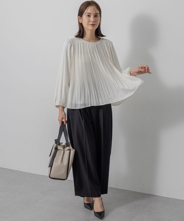 組曲 S 【WEB限定】ジョーゼットシフォンプリーツ ブラウス アイボリー系