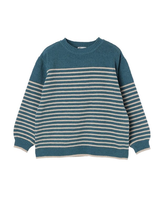 CRAFT STANDARD BOUTIQUE 洗えるモールニットボーダープルオーバー Blue