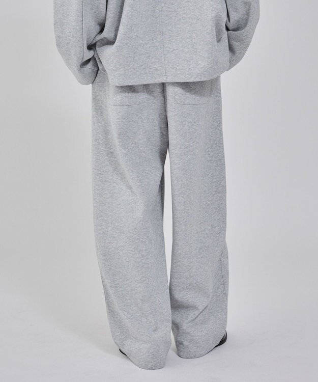 WEGO 【ウエストゴム/MLサイズ展開/ユニセックス着用ITEM】ボンディングワイドスウェットパンツ 杢グレー