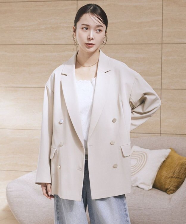 earth music&ecology ダブルジャケット Light Beige