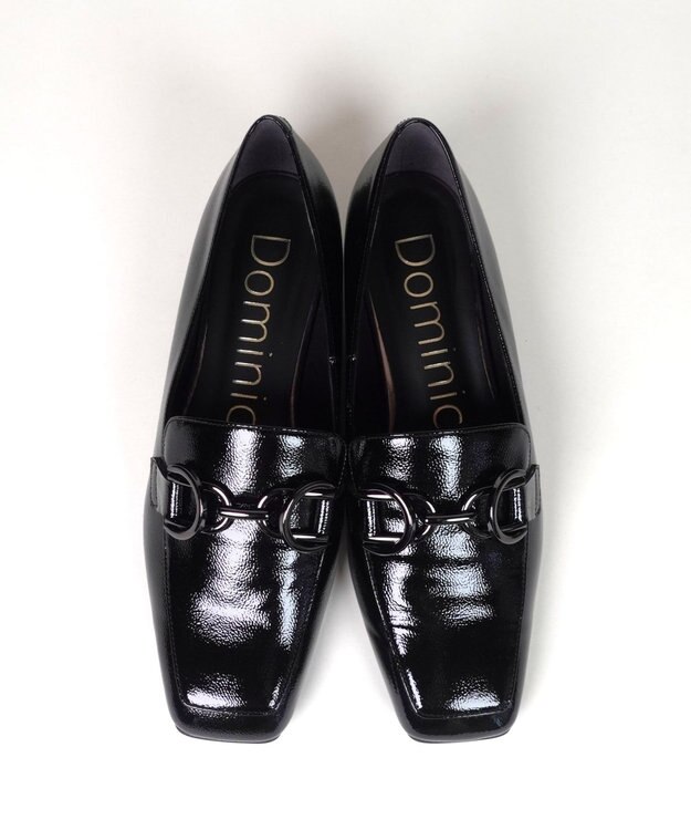 Dominic3 ダブルリング レザーローファー ブラックエナメル