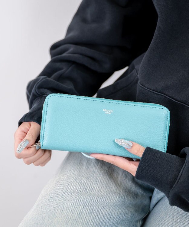 blancle シュリンクレザーラウンドジップ ロングウォレット ロビンエッグブルー