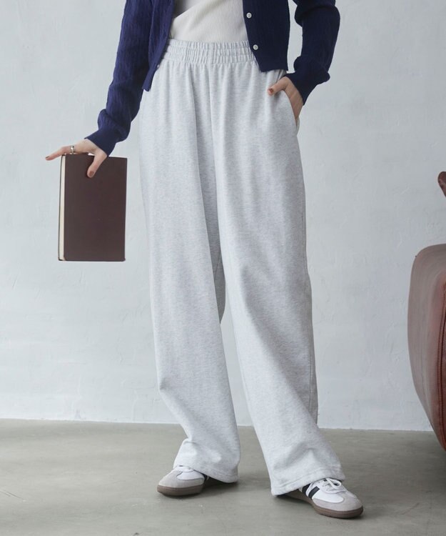 WEGO 【ウエストゴム/XSSMサイズ展開】スウェットワイドパンツ アッシュグレー