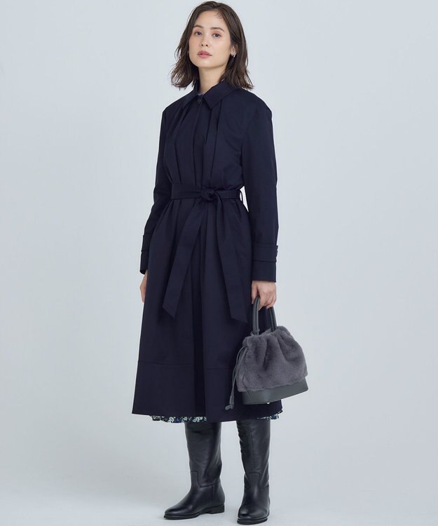 組曲 L 【WEB限定】ライトトレンチ ステンカラーコート ネイビー系