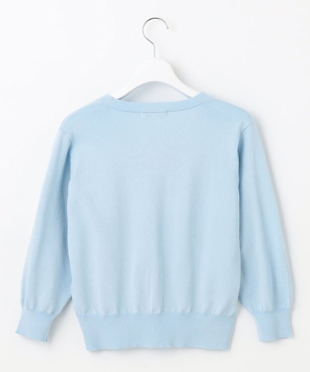 Feroux 【洗える・接触冷感・UVカット】ハートボタン7分袖 カーディガン スカイブルー系