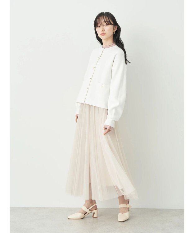 earth music&ecology チュールフレアスカート Light Beige