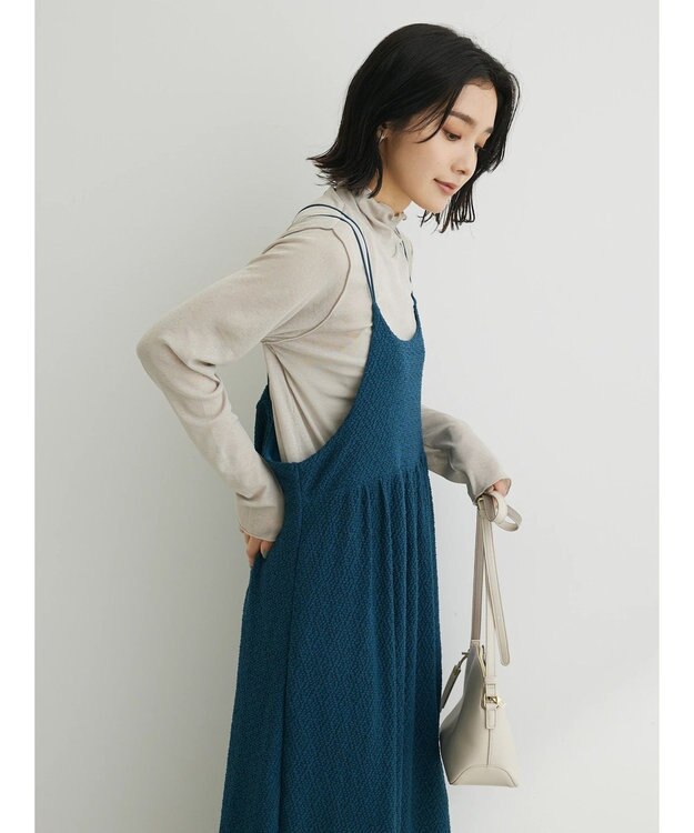 Green Parks 表面カット細ひもキャミワンピース Navy