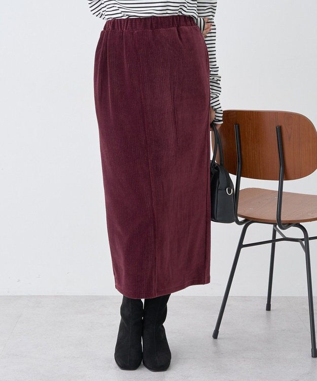 earth music&ecology コーデュロイナロースカート Bordeaux