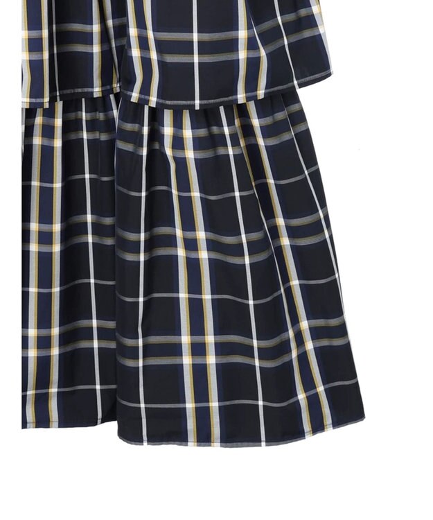Green Parks ・ＳＵＧＡＲ　ＳＰＯＯＮ　チェックラッフルキャミワンピース Navy