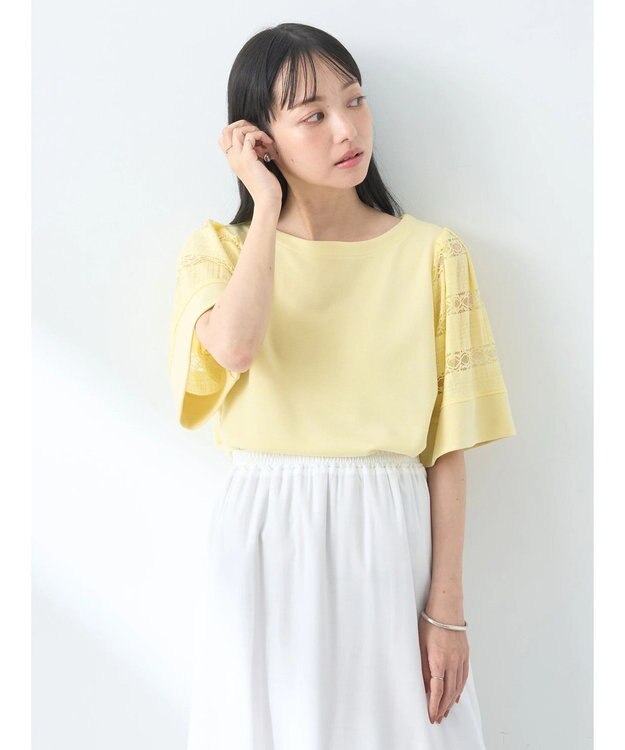 earth music&ecology フレア袖レースプルオーバー Ivory