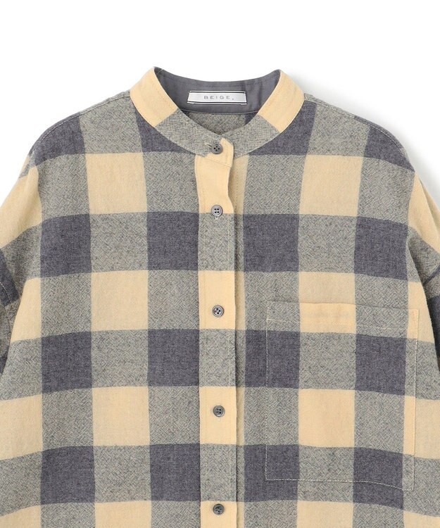 BEIGE， HOBBS / ウールチェックカシュクールブラウス L.Mustard ×Md Gray