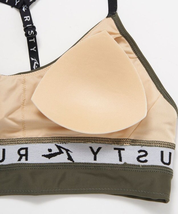 OP／FILA 【RUSTY】ニコちゃんロンT＋ショートパンツ付きビキニ 4点セット水着 カーキ