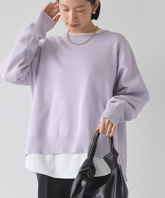 AMERICAN HOLIC 袖ボリュームサイドスリットニットプルオーバー Lavender