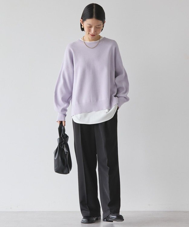 AMERICAN HOLIC 袖ボリュームサイドスリットニットプルオーバー Lavender