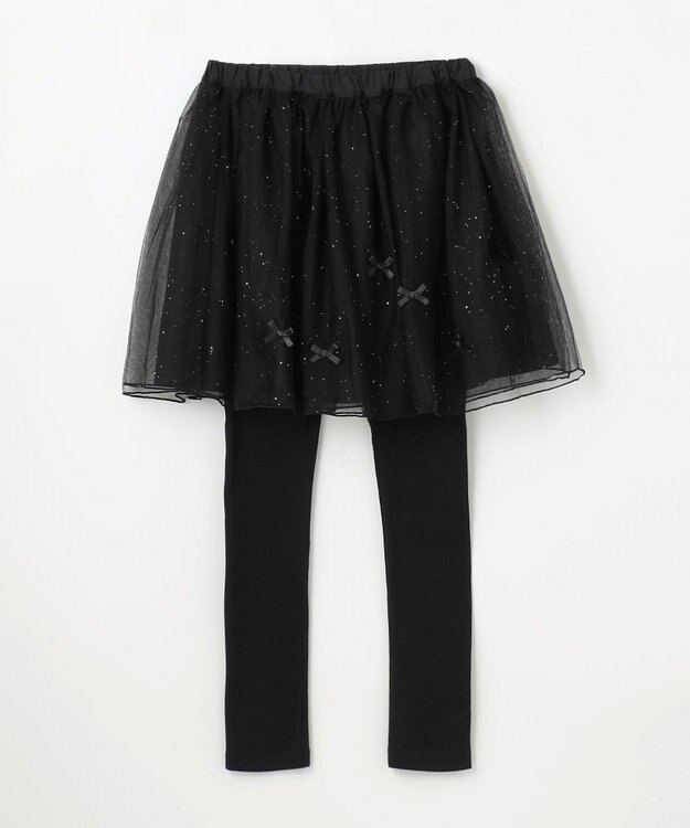 ANY KIDS リボン×ラメチュールスカッツ ブラック