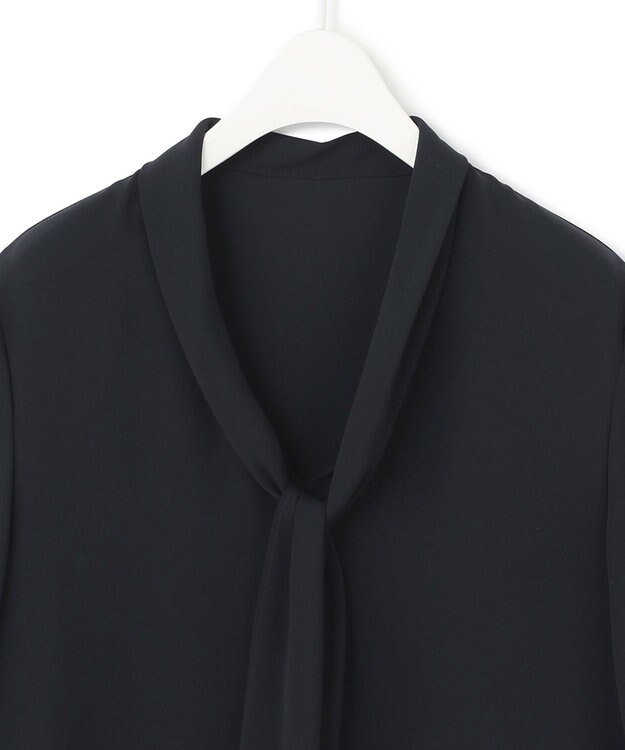 ICB 【洗える】BackSatinAmunzen  ボウタイブラウス ネイビー系