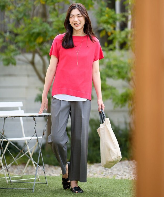 ANY L 【洗濯機可/セットアップ可/UVケア/速乾/イージーケア】サラサラテックリネンパンツ チャコールグレー