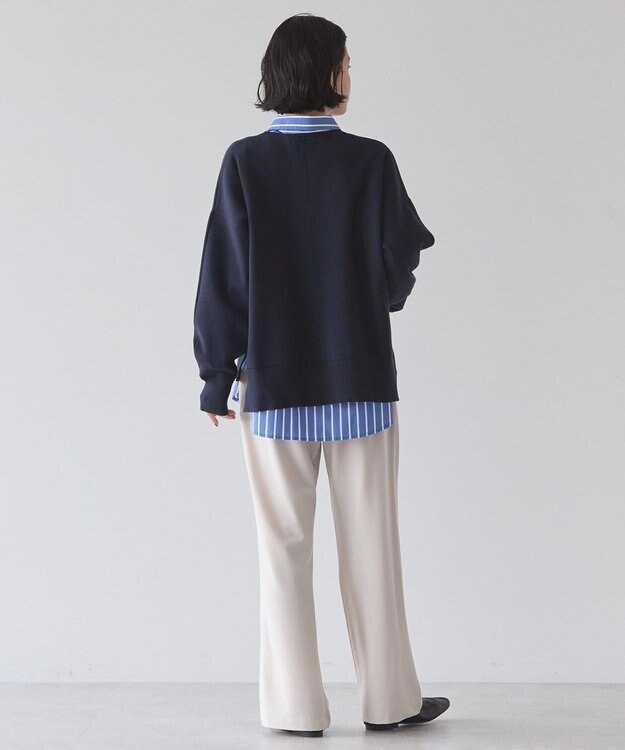 AMERICAN HOLIC 袖ボリュームサイドスリットニットプルオーバー Navy