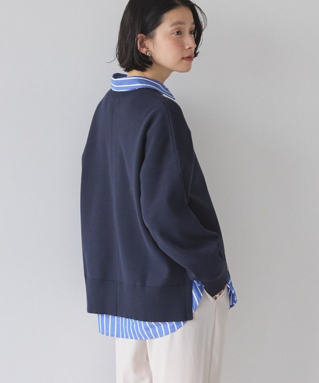 AMERICAN HOLIC 袖ボリュームサイドスリットニットプルオーバー Navy