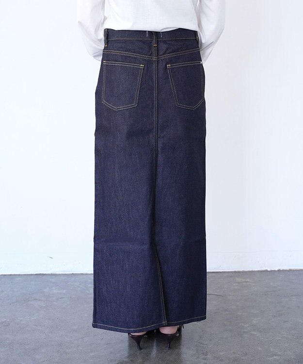 woadblue ＜坪田あさみさんコラボ＞I LINE DENIM SKIRT（RIGID BLUE）Iライン デニムスカート BLUE