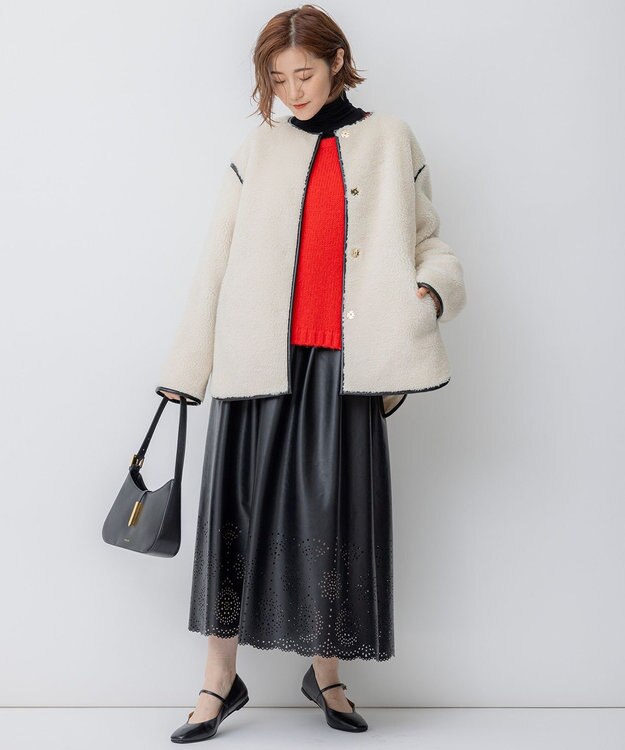 23区 L 【洗える】テディボア ブルゾン オフホワイト