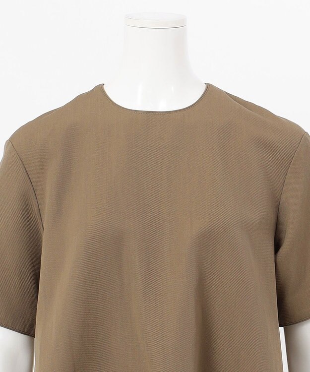 23区 【エステータ】ウールリネン 半袖フレアワンピース カーキ系