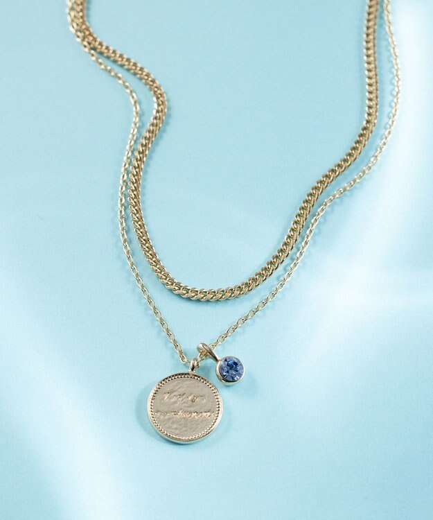 23区 カラーストーン コイン ネックレス アクアマリンカラー(3月)
