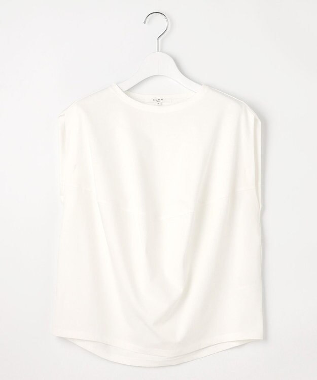 23区 【SLOW/一部店舗限定】ライトツイストコットン 切り替えデザイン Tシャツ ホワイト系