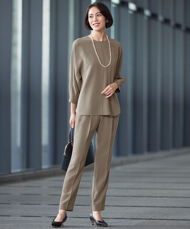 自由区 L 【19号サイズまで展開・カタログ掲載・セットアップ対応】トリアセダブルクロステーパード パンツ モカ