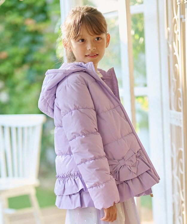 ANY KIDS 【洗濯機OK】中綿リボンコート ラベンダー