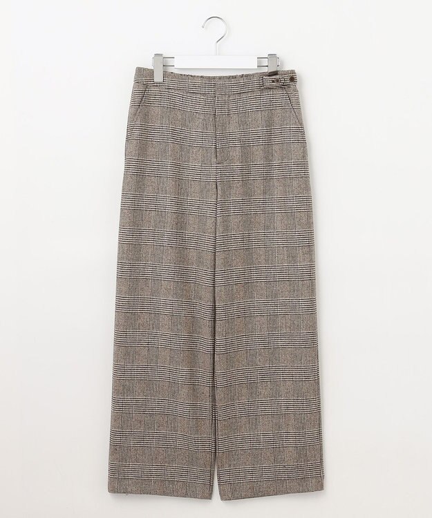 J.PRESS LADIES クラシカル グレンチェック セミワイド パンツ ダークブラウン系3
