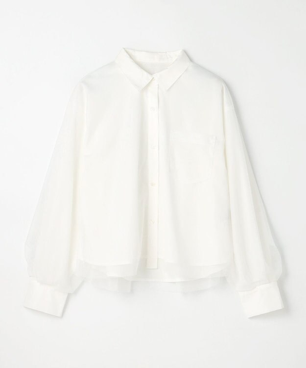 ANY L クロップドチュールコンビシャツ エクリュ