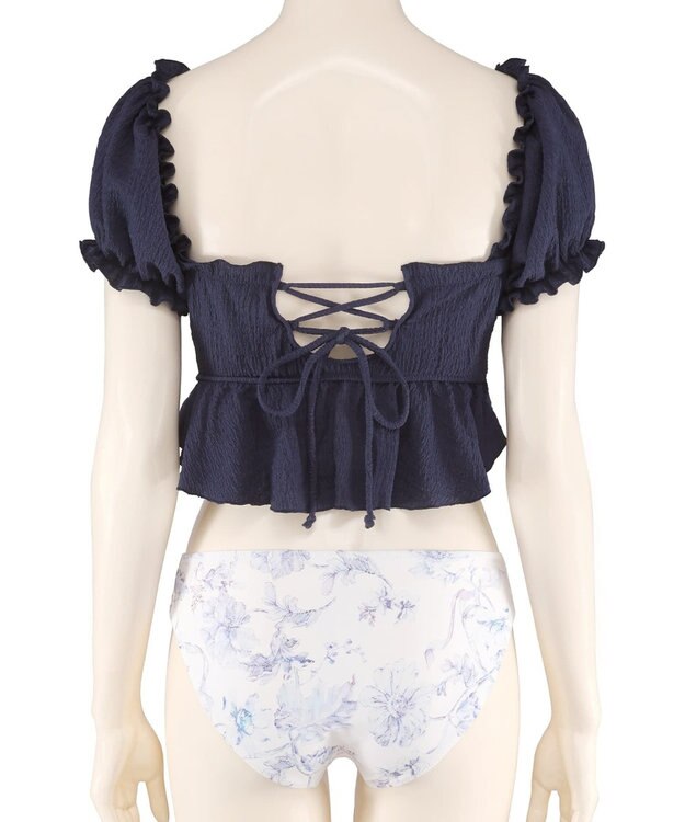 San-ai Resort（三愛水着楽園） 軽い着け心地でしっかり盛れる【楽盛り水着】　パフスリーブワイヤービキニ　9M　【San-ai Resort（サンアイリゾート）】 ネイビー