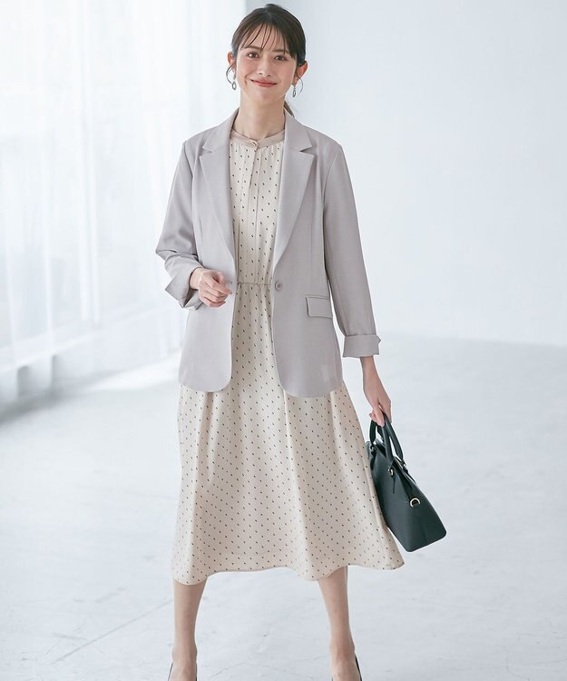 ANY SIS 【洗える】2WAYネック ワンピース アイボリーベース