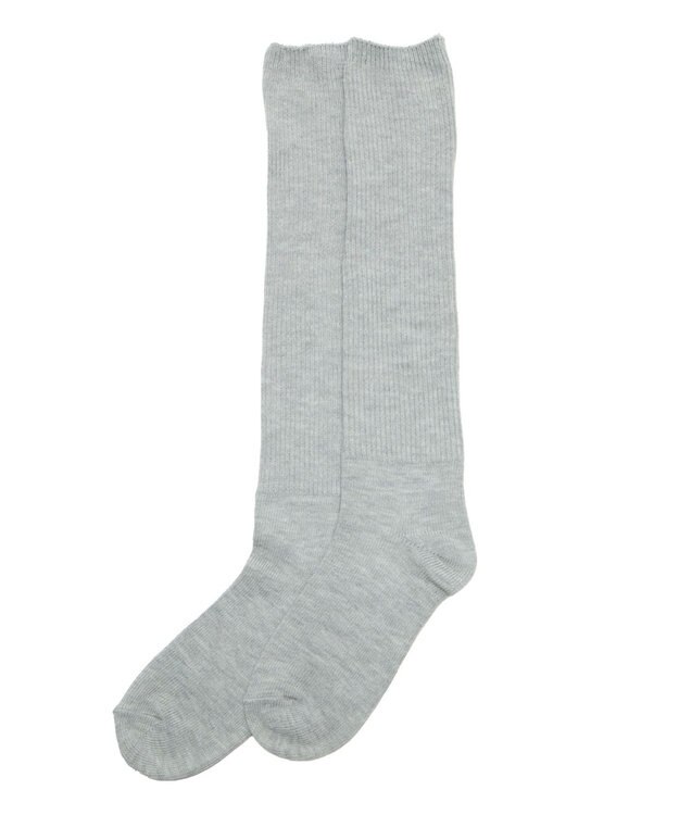 WEGO ローゲージゆるリブハイソックス ライトグレー
