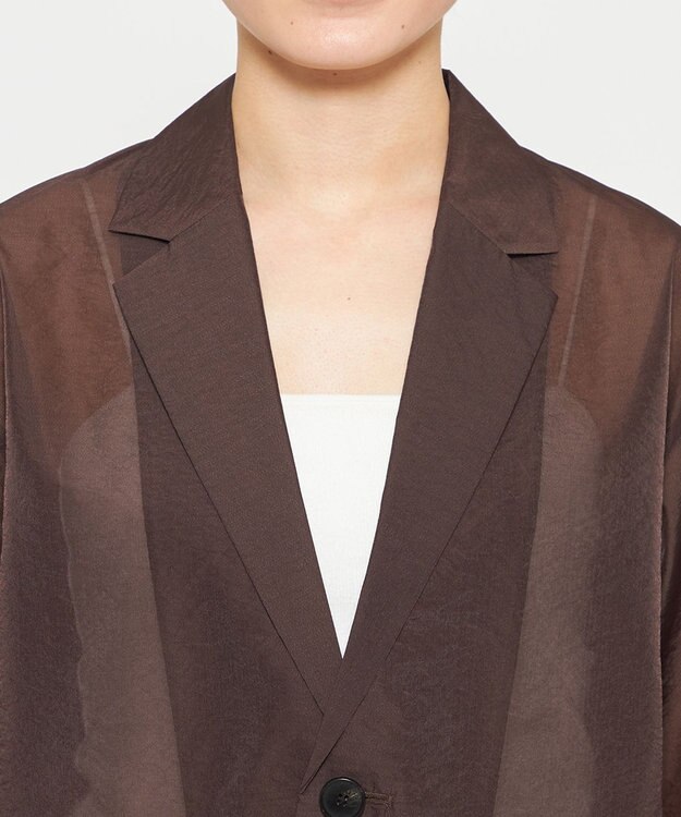 uncrave 【久慈暁子さん着用】シアー オーガンジー シャツ ジャケット ブラウン（佐藤晴美さん着用）