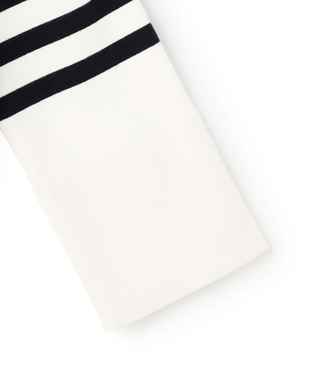 uncrave スウェットライクニット スキッパートップス オフ×ネイビーボーダー