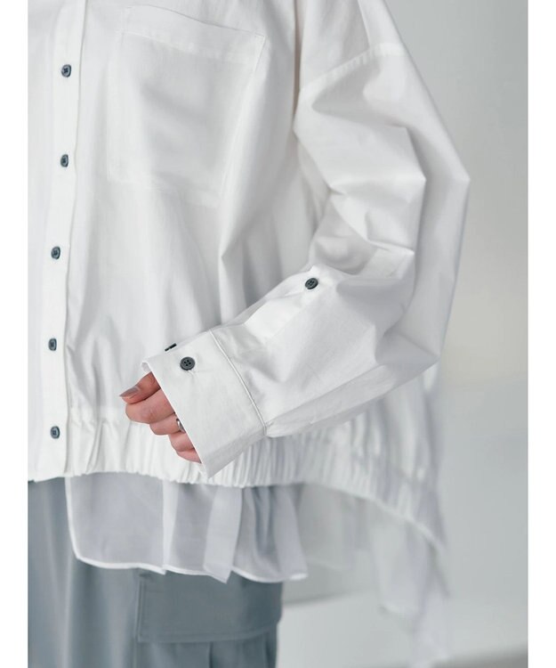 YECCA VECCA シアーMIXアシメシャツ Off White