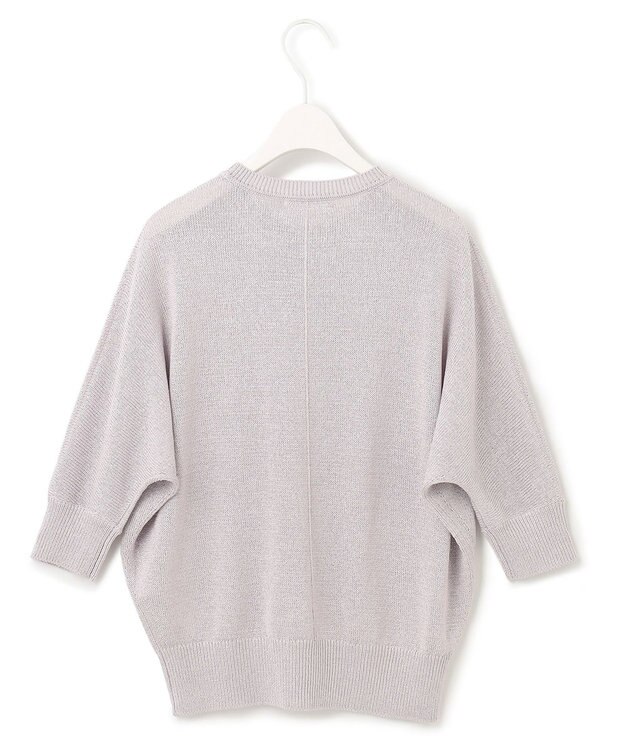 ICB L 【WEB限定カラーあり・洗える】ペーパーブレンドシャインニット 五分袖プルオーバー パールグレー系